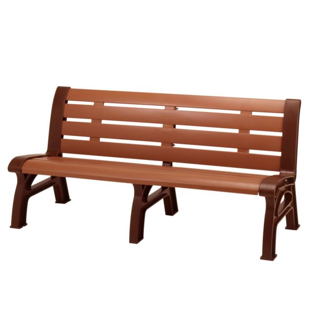 業務用 屋外用木調エコベンチ 160cm 2〜3人掛け （ 法人限定 ベンチ 屋外ベンチ 屋内ベンチ 160センチ 2人掛け 3人掛け 長椅子 背付き 屋内 屋外 木目調 チェア いす 椅子 背もたれ付き 背付きベンチ おしゃれ ）