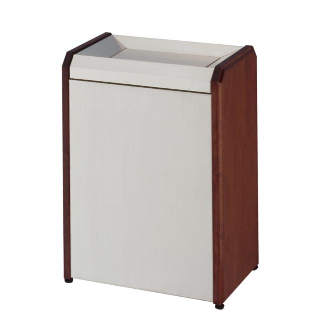 業務用ゴミ箱 屋内用 クリンダスト フタ付 ステンレス/木製側板 65L （ 法人限定 ダストボックス ごみ箱 くず入れ ゴミ箱 屋内 65リットル ふた付き ステンレス ヘアライン仕上げ 大型 大容量 トラッシュボックス おしゃれ ）_4