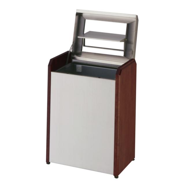 業務用ゴミ箱 屋内用 クリンダスト フタ付 ステンレス/木製側板 65L （ 法人限定 ダストボックス ごみ箱 くず入れ ゴミ箱 屋内 65リットル ふた付き ステンレス ヘアライン仕上げ 大型 大容量 トラッシュボックス おしゃれ ）_5