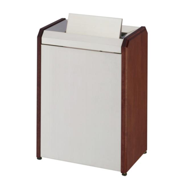 業務用ゴミ箱 屋内用 クリンダスト フタ付 ステンレス/木製側板 65L （ 法人限定 ダストボックス ごみ箱 くず入れ ゴミ箱 屋内 65リットル ふた付き ステンレス ヘアライン仕上げ 大型 大容量 トラッシュボックス おしゃれ ）