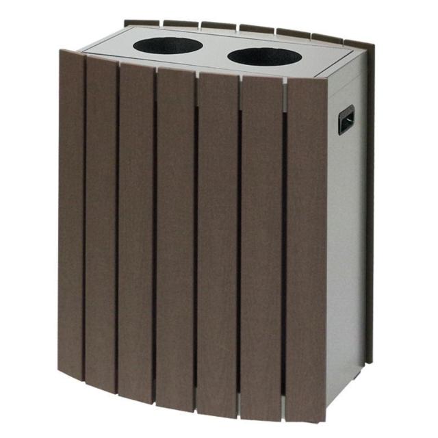 屋外用ゴミ箱 43L 丸穴 クリンボックス 業務用 （ 法人限定 業務用ダストボックス ごみ箱 木目調 おしゃれ スリム 缶 ビン 43リットル 屑入 くず入れ ゴミ箱 ペール 省スペース コンパクト ）