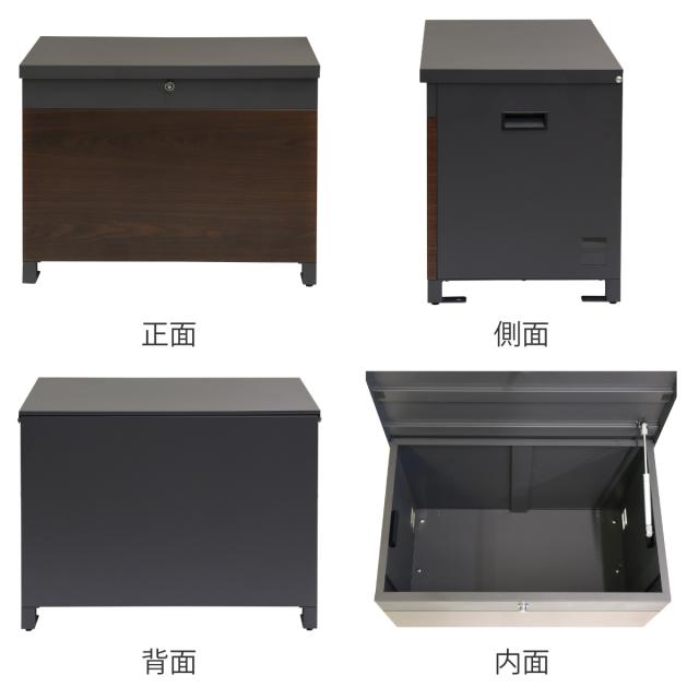 宅配ボックス ベンチ収納 Paola パオラ （ 宅配BOX 大型 大容量 一戸建て用 鍵付き 印鑑ケース付き ステッカー おしゃれ 玄関 郵便 宅配便 置き配 置き型 防犯 屋外 木目調 横長 シンプル ）_2