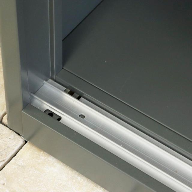 物置 Ave アーヴェ スモール 幅80.5×奥行50×高さ73cm （ 屋外物置 幅80.5cm ベランダ 物置き 屋外収納 収納 ラック 小型 収納庫 倉庫 ガーデン ガレージ 庭用品 ストッカー ガーデンストッカー 鍵付き 可動棚 2段 屋外 ）_12