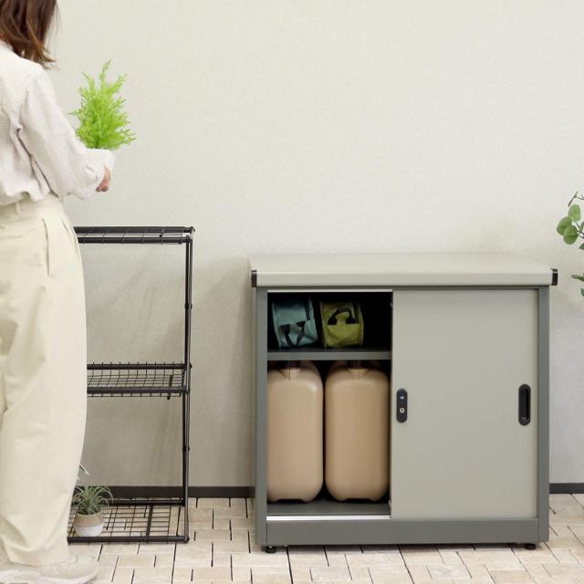 物置 Ave アーヴェ スモール 幅80.5×奥行50×高さ73cm （ 屋外物置 幅80.5cm ベランダ 物置き 屋外収納 収納 ラック 小型 収納庫 倉庫 ガーデン ガレージ 庭用品 ストッカー ガーデンストッカー 鍵付き 可動棚 2段 屋外 ）_15