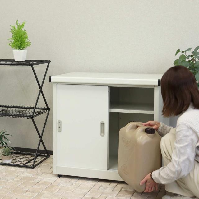 物置 Ave アーヴェ スモール 幅80.5×奥行50×高さ73cm （ 屋外物置 幅80.5cm ベランダ 物置き 屋外収納 収納 ラック 小型 収納庫 倉庫 ガーデン ガレージ 庭用品 ストッカー ガーデンストッカー 鍵付き 可動棚 2段 屋外 ）_17