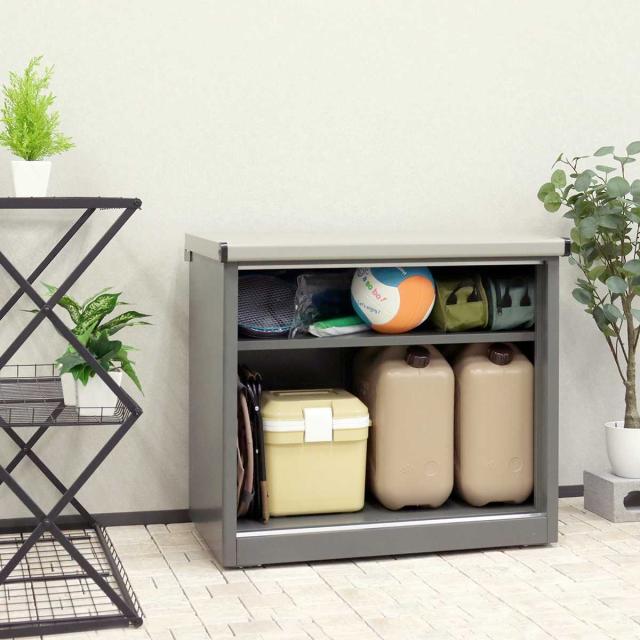 物置 Ave アーヴェ スモール 幅80.5×奥行50×高さ73cm （ 屋外物置 幅80.5cm ベランダ 物置き 屋外収納 収納 ラック 小型 収納庫 倉庫 ガーデン ガレージ 庭用品 ストッカー ガーデンストッカー 鍵付き 可動棚 2段 屋外 ）_18