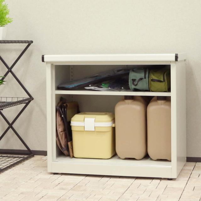物置 Ave アーヴェ スモール 幅80.5×奥行50×高さ73cm （ 屋外物置 幅80.5cm ベランダ 物置き 屋外収納 収納 ラック 小型 収納庫 倉庫 ガーデン ガレージ 庭用品 ストッカー ガーデンストッカー 鍵付き 可動棚 2段 屋外 ）_4