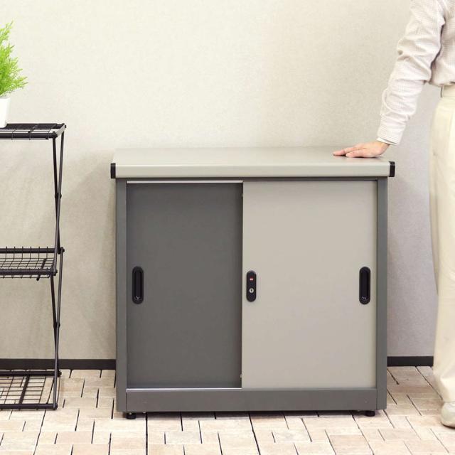 物置 Ave アーヴェ スモール 幅80.5×奥行50×高さ73cm （ 屋外物置 幅80.5cm ベランダ 物置き 屋外収納 収納 ラック 小型 収納庫 倉庫 ガーデン ガレージ 庭用品 ストッカー ガーデンストッカー 鍵付き 可動棚 2段 屋外 ）_7