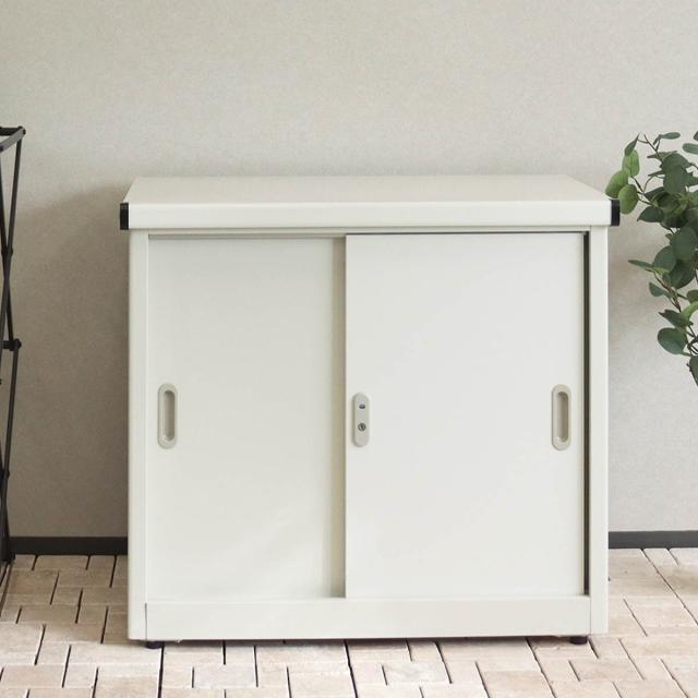 物置 Ave アーヴェ スモール 幅80.5×奥行50×高さ73cm （ 屋外物置 幅80.5cm ベランダ 物置き 屋外収納 収納 ラック 小型 収納庫 倉庫 ガーデン ガレージ 庭用品 ストッカー ガーデンストッカー 鍵付き 可動棚 2段 屋外 ）_8