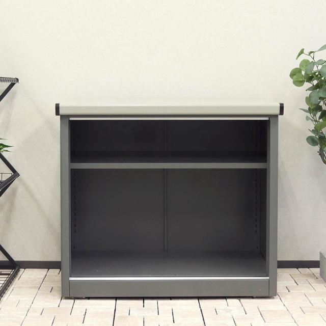 物置 Ave アーヴェ スモール 幅80.5×奥行50×高さ73cm （ 屋外物置 幅80.5cm ベランダ 物置き 屋外収納 収納 ラック 小型 収納庫 倉庫 ガーデン ガレージ 庭用品 ストッカー ガーデンストッカー 鍵付き 可動棚 2段 屋外 ）_9