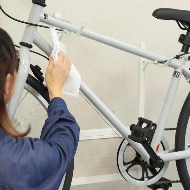 自転車スタンド 1台用 室内用 6段階高さ調整 （ サイクルスタンド ラック ディスプレイ 1台 転倒防止 盗難防止 室内 ブラック×ブラウン ホワイト×ホワイト 収納 棚 ）_15