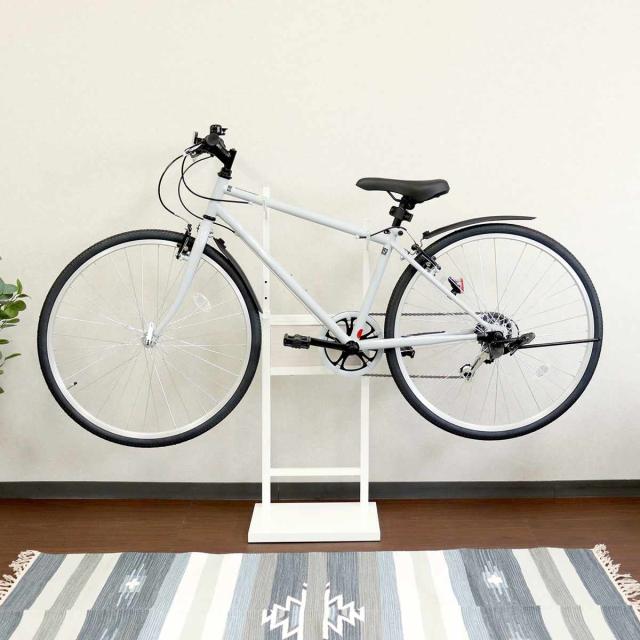 自転車スタンド 1台用 室内用 6段階高さ調整 （ サイクルスタンド ラック ディスプレイ 1台 転倒防止 盗難防止 室内 ブラック×ブラウン ホワイト×ホワイト 収納 棚 ）_6