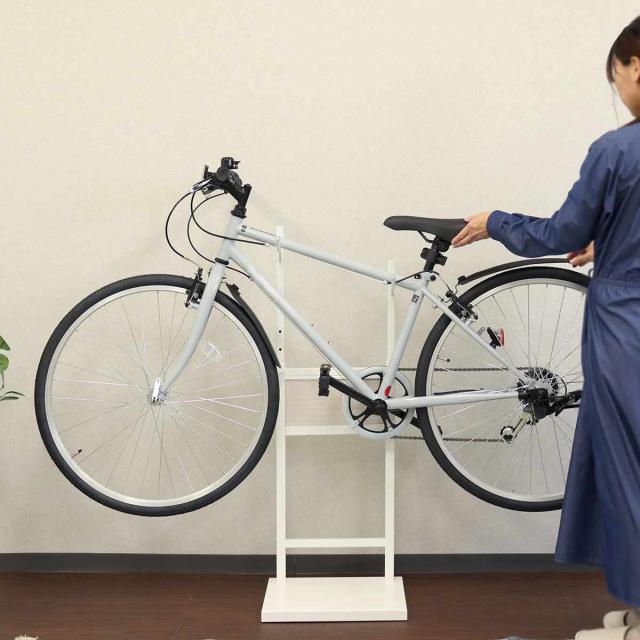 自転車スタンド 1台用 室内用 6段階高さ調整 （ サイクルスタンド ラック ディスプレイ 1台 転倒防止 盗難防止 室内 ブラック×ブラウン ホワイト×ホワイト 収納 棚 ）_8