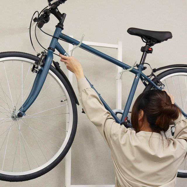 自転車スタンド 2台用 室内用 6段階高さ調整 （ サイクルスタンド ラック ディスプレイ 2台 転倒防止 盗難防止 室内 ブラック×ブラウン ホワイト×ホワイト 収納 棚 ）_13