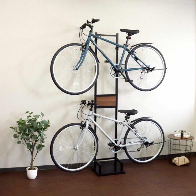 自転車スタンド 2台用 室内用 6段階高さ調整 （ サイクルスタンド ラック ディスプレイ 2台 転倒防止 盗難防止 室内 ブラック×ブラウン ホワイト×ホワイト 収納 棚 ）_5