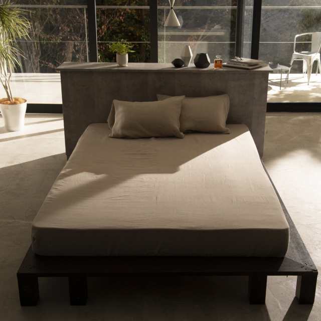 ボックスシーツ Fab the Home セミダブル ファインリネン one-wash リネン麻 （ ファブザホーム シーツ 洗濯機OK マットレス ベッド カバー 寝具 無地 上質 リネン100％ 天然素材 無染色 しーつ おしゃれ ナチュラル サラサラ ）の通販は