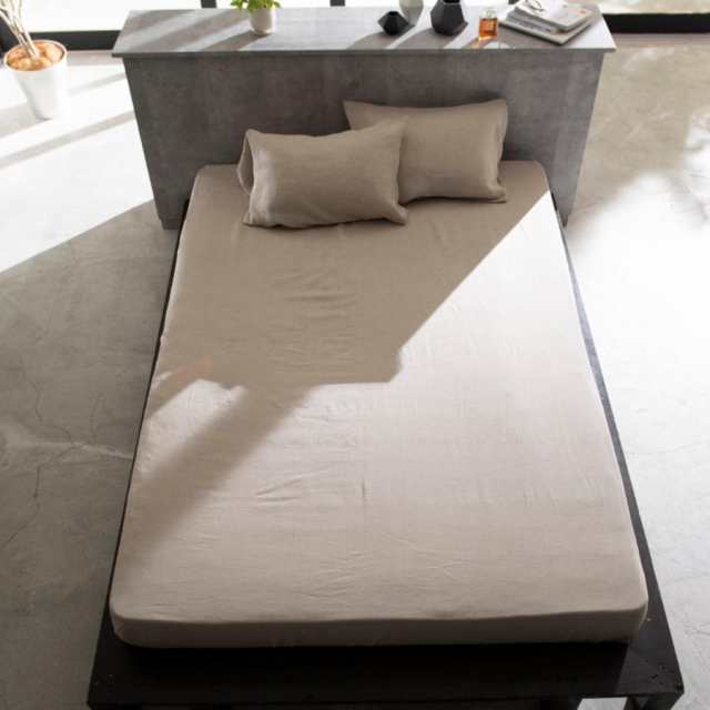 ボックスシーツ Fab the Home セミダブル ファインリネン one-wash リネン麻 （ ファブザホーム シーツ 洗濯機OK マットレス ベッド カバー 寝具 無地 上質 リネン100％ 天然素材 無染色 しーつ おしゃれ ナチュラル サラサラ ）の通販は