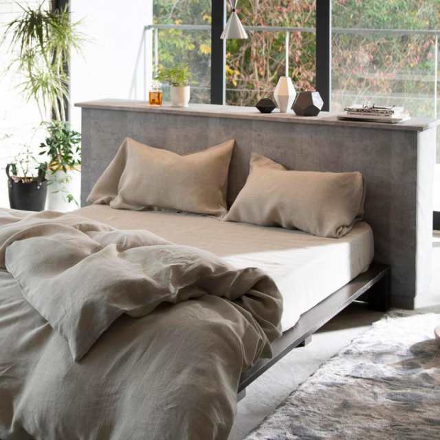 ボックスシーツ Fab the Home セミダブル ファインリネン one-wash リネン麻 （ ファブザホーム シーツ 洗濯機OK マットレス ベッド カバー 寝具 無地 上質 リネン100％ 天然素材 無染色 しーつ おしゃれ ナチュラル サラサラ ）の通販は