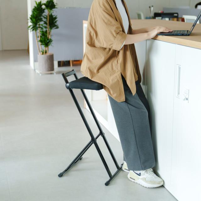 スツール 折りたたみ 無段階高さ調節 ルルチェア ハイスツール 完成品 （ チェア チェアー イス 椅子 いす 折り畳み ハイチェア カウンターチェア キッチン 作業 在宅 仕事 サブチェア 折りたたみチェア 折り畳みチェア 収納 ）_10