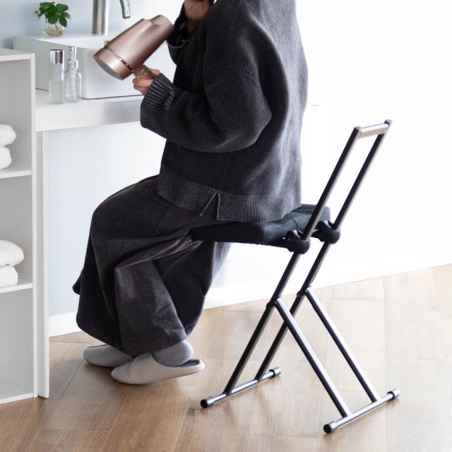 スツール 折りたたみ 無段階高さ調節 ルルチェア ハイスツール 完成品 （ チェア チェアー イス 椅子 いす 折り畳み ハイチェア カウンターチェア キッチン 作業 在宅 仕事 サブチェア 折りたたみチェア 折り畳みチェア 収納 ）_11