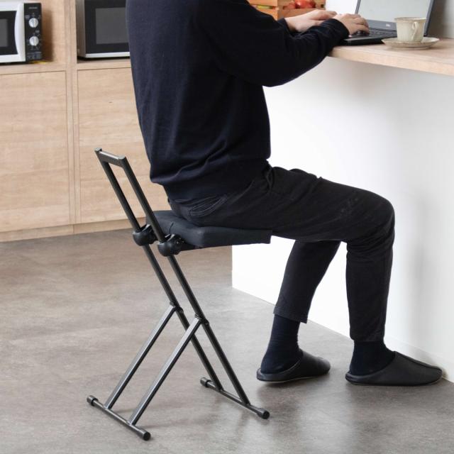 スツール 折りたたみ 無段階高さ調節 ルルチェア ハイスツール 完成品 （ チェア チェアー イス 椅子 いす 折り畳み ハイチェア カウンターチェア キッチン 作業 在宅 仕事 サブチェア 折りたたみチェア 折り畳みチェア 収納 ）_5