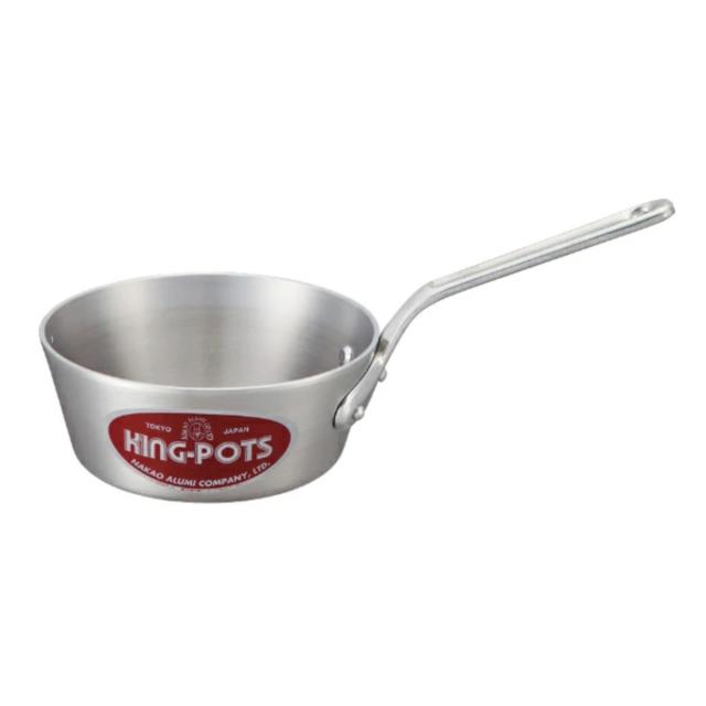 片手鍋 24cm 浅型 ガス火専用 キングポット テーパー付き キング片手鍋 中尾アルミ 日本製 （ アルミ 目盛り付き アルミ鍋 浅型鍋 厨房用品 厨房器具 業務用鍋 鍋 なべ シルバー ）