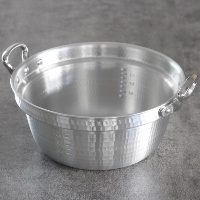 アルミ製打出　特大両手鍋 　内径54㎝ 打出料理鍋 54cm ガス火専用 メモリ付き 中尾アルミ 業務用 日本製 44L （