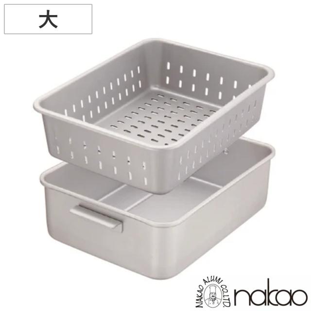 水切バット 深型 大 持ち手付き アルミ製 アルマイト加工 業務用 中尾アルミ （ 水切りざる 角型 アルミ 取っ手付き 日本製 バット 角ざる キッチン用品 調理用バット キッチン雑貨 調理用品 ）の通販は