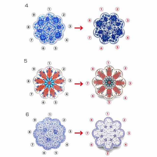 コースター 11cm IZNIK タイルコースター 陶器 （ トルコ陶器 トルコ イズニック製 イズニク タイル 茶托 トルコ雑貨 トルコタイル  キッチン雑貨 キッチン用品 花形 花柄 エスニック 花瓶敷き アクセサリー クッション付き ）｜au PAY マーケット