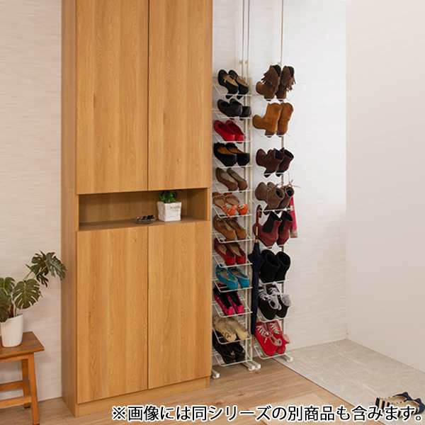 突っ張り 壁面ブーツラック 幅29cm 薄型 シューズラック ホワイト 日本製 （ ラック スリム 壁面収納 収納 つっぱり 靴収納 靴箱 玄関収の通販はau  PAY マーケット - リビングート