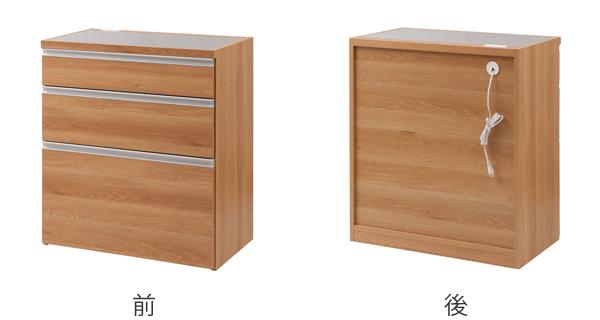 キッチンカウンター 幅80cm 木目調タイプ ステンレストップ 日本製 完成品 （ 木目調 2口コンセント 国産 キッチンボード 背面化粧 お手入れ簡単 台所 食器収納 フルスライドレール ホワイト 白 木目 キッチン キッチン収納 ）_2
