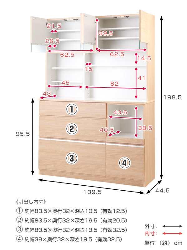 食器棚 キッチンボード 北欧風 Sugar 約幅140cm （ カップボード キッチン収納 キッチン 食器 収納 キッチンキャビネット レンジ台  台所収納 食器収納 木製 耐震ラッチ オートクローズ ソフトクローズ ホワイト 白 ）の通販はau PAY マーケット - リビングート | au  PAY ...