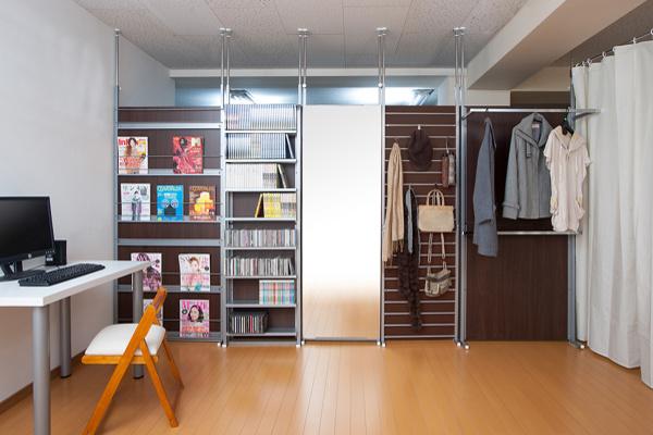 パーテーション 突っ張り 幅90cm クローゼット ハンガーラック 間仕切り つっぱり ラック 収納 （ 突っ張り収納 ワードローブ パーティション 突っ張り間仕切りラック 壁面収納 リフォーム リノベーション ）