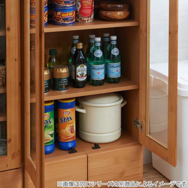 食器棚 カップボード 天然木 幅80cm 薄型ハイタイプ 完成品 （ 食器