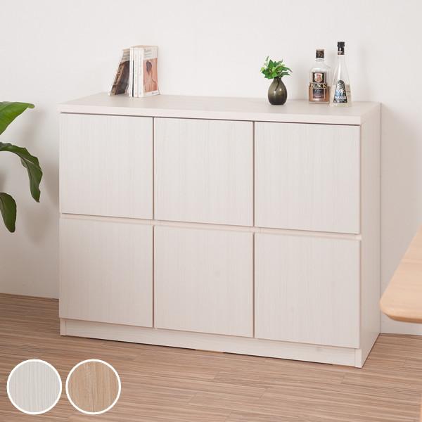 キャビネット 2段 スクエアキャビネット ロータイプ 板扉 幅104.5cm （ リビング収納 ラック 扉付き カウンター下 A4サイズ対応 日本製 完成品 収納 壁面収納 窓下収納 ホワイト ナチュラル 国産 木目調 北欧 ）の通販は 23,753円