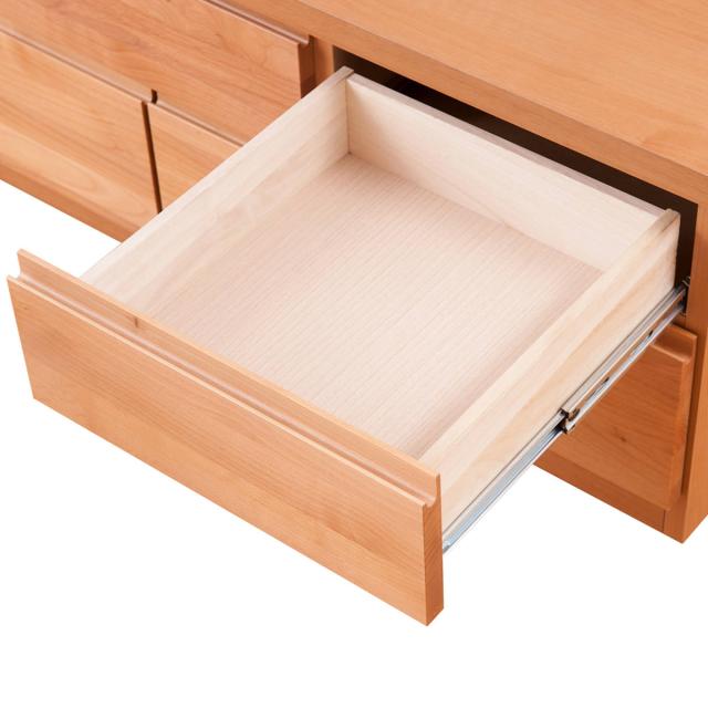 チェスト 2段 5杯 ベンチチェスト 天然木 アルダー 幅119.5ｃｍ （ 衣類収納 タンス 収納 木製 日本製 完成品 引き出し 国産 無垢材 たんす 箪笥 スライドレール 整理タンス テレビ台 テレビボード ）_9