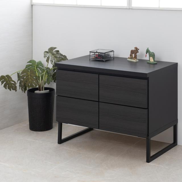 キャビネット スクエアキャビネット 引出し ロータイプ 幅71cm （ 収納棚 リビング収納 シェルフ ラック 木目調 サイドボード 日本製 収納 家具 扉付き 棚 スクエア シンプル ブラック 国産 完成品 本棚 扉付き）_3