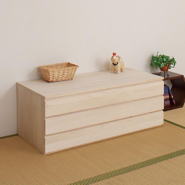 桐 洋風チェスト 3段 白木 桐タンス 日本製 約幅100cm （ 桐チェスト 桐たんす タンス たんす 箪笥 桐箪笥 着物収納 完成品 和箪笥 チェスト 桐衣装ケース 桐衣装箱 国産 着物 衣類収納 三段 ）