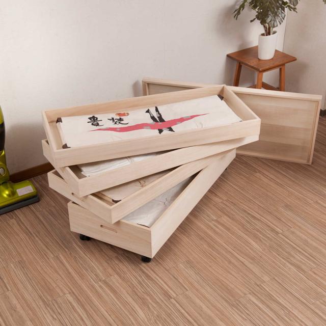 桐 衣装ケース 4段 衣装箱 キャスター付 隅金具なし 高さ46cm （ 完成品 桐衣装箱 衣装箱 衣装ケース 天然木 木製 衣類収納 収納 桐箪笥 桐タンス 蓋つき フタ付き キャスター 四段 ケース ボックス 収納ケース 着物 衣類 ）_5