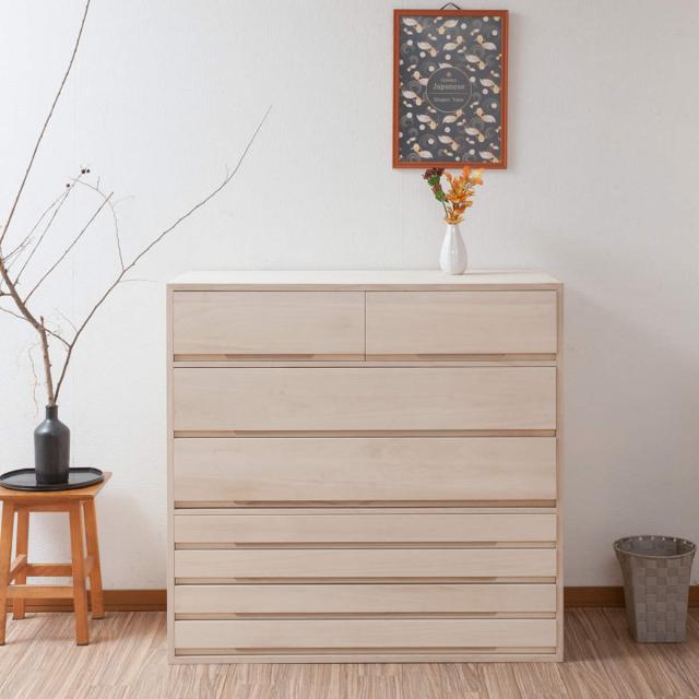 桐タンス 7段 桐収納 日本製 白木仕上げ 約幅101cm （ 桐たんす 桐