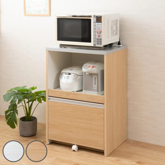 レンジ台 カウンタータイプ スライドストッカー付 幅60cm （ キッチン収納 収納 レンジ レンジラック 棚 ラック コンセント カウンター キッチン 完成品 日本製 ）