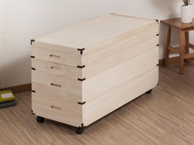 桐 衣装ケース 4段 衣裳箱 キャスター付 隅金具 高さ51cm （ 完成品 桐衣装箱 衣装箱 衣装ケース 天然木 木製 衣類収納 収納 桐箪笥 桐タンス 蓋つき フタ付き キャスター 四段 ケース ボックス 収納ケース 着物 衣類 ）_11