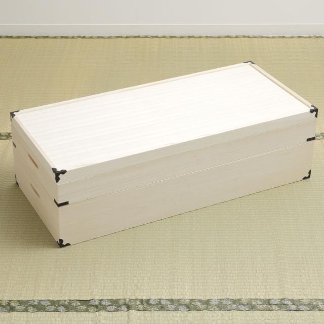 桐 衣装ケース 衣装箱 2段 幅91cm 日本製 （ 完成品 桐衣装箱 天然木 木製 衣類収納 着物 蓋付き 仕切り 収納 桐箪笥 桐タンス フタ付き 二段 ケース ボックス 収納ケース 桐箱 ）_10