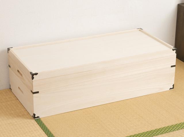 桐 衣装ケース 衣装箱 2段 幅91cm 日本製 （ 完成品 桐衣装箱 天然木 木製 衣類収納 着物 蓋付き 仕切り 収納 桐箪笥 桐タンス フタ付き 二段 ケース ボックス 収納ケース 桐箱 ）_9
