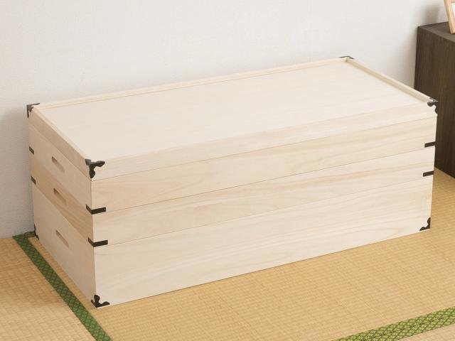 桐 衣装ケース 衣装箱 3段 幅91cm 日本製 （ 完成品 桐衣装箱 天然木 木製 衣類収納 着物 蓋付き 仕切り 収納 桐箪笥 桐タンス フタ付き 三段 ケース ボックス 収納ケース 桐箱 ）_10