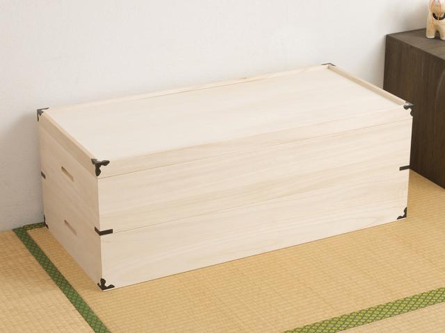 桐 衣装ケース 衣装箱 深型2段 91cm 日本製 （ 完成品 桐衣装箱 天然木 木製 衣類収納 着物 蓋付き 仕切り 収納 桐箪笥 桐タンス フタ付き 二段 ケース ボックス 収納ケース 桐箱 ）_10