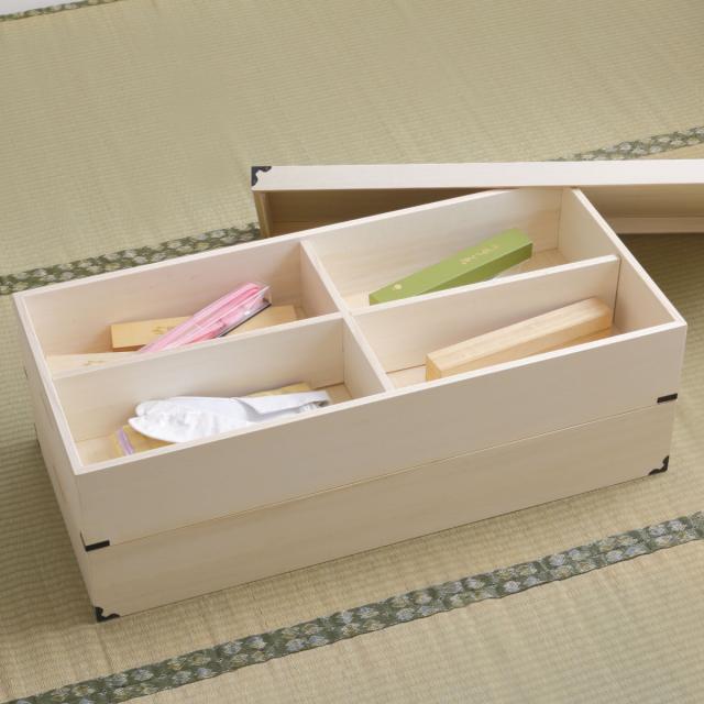 桐 衣装ケース 衣装箱 深型2段 91cm 日本製 （ 完成品 桐衣装箱 天然木 木製 衣類収納 着物 蓋付き 仕切り 収納 桐箪笥 桐タンス フタ付き 二段 ケース ボックス 収納ケース 桐箱 ）_5