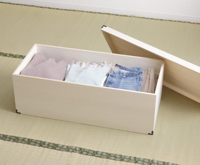 桐 衣装ケース 衣装箱 深型1段 91cm 日本製 （ 完成品 桐衣装箱 天然木 木製 衣類収納 着物 蓋付き 収納 桐箪笥 桐タンス フタ付き 一段 ケース ボックス 収納ケース 桐箱 ）_4