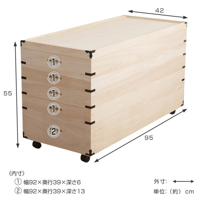 桐 衣装ケース 幅95cm 5段 日本製 隅金具 キャスター付　着物　収納 桐 衣装ケース 5段 日本製 隅金具 キャスター付 幅95cm （ 桐衣装