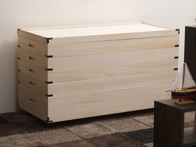 桐 衣装ケース 5段 日本製 隅金具 キャスター付 幅95cm （ 桐衣装